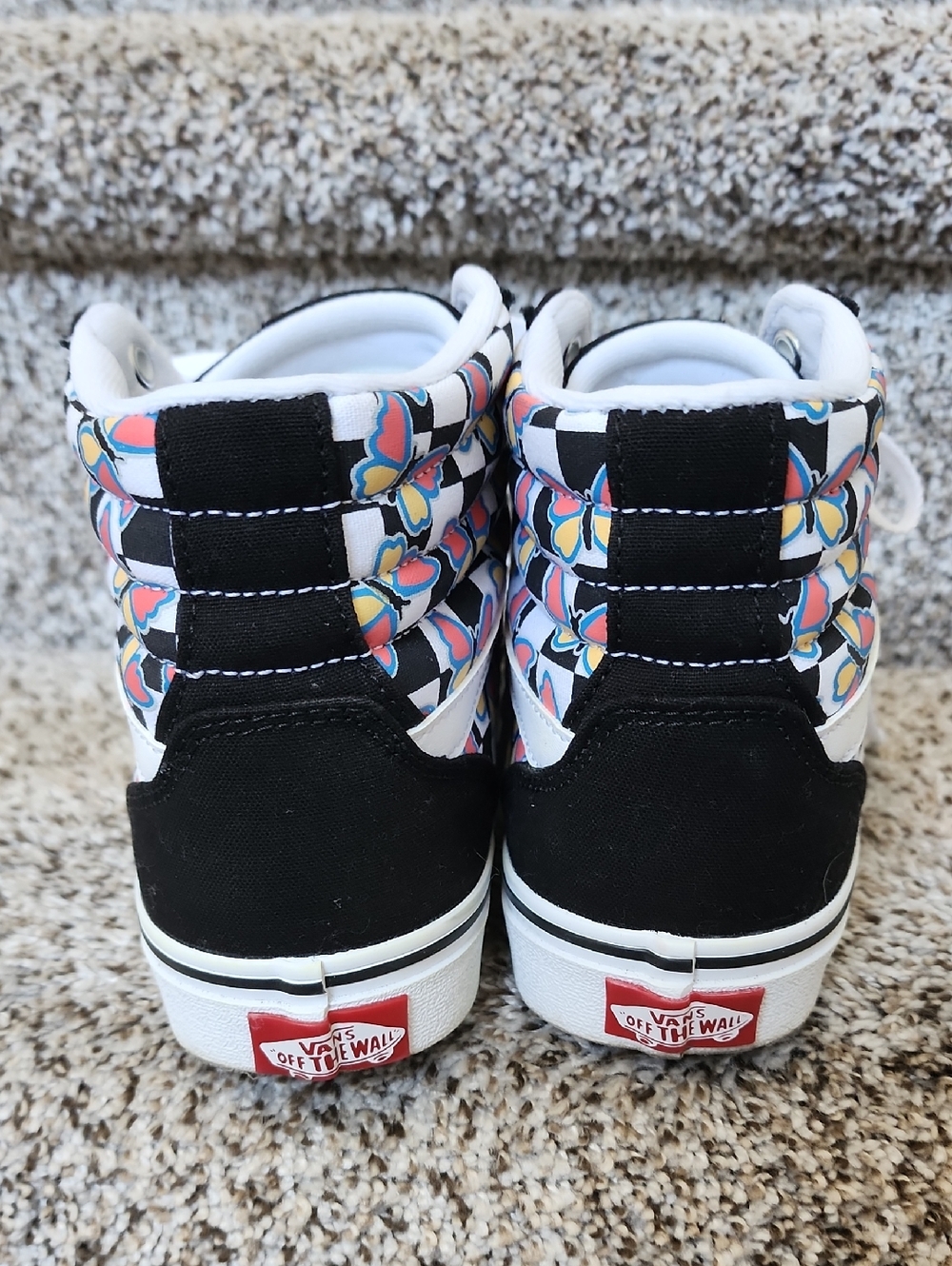 Vans womens High-Top Sneakers butterfly checkered Pattern Canvas Sneakers Sz 6.5 - Picture 9 of 12